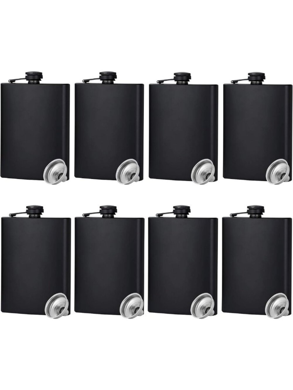 Hip Flask for Liquor Matte Black Stainless Steel Leakproof with Funnel,8 Oz, Set